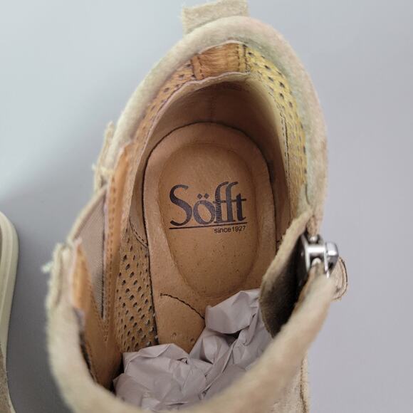 Sofft Boots Womens 6 M Bellview Wedge Booties Taupe Leather Zipper Round Toe - Picture 6 of 11